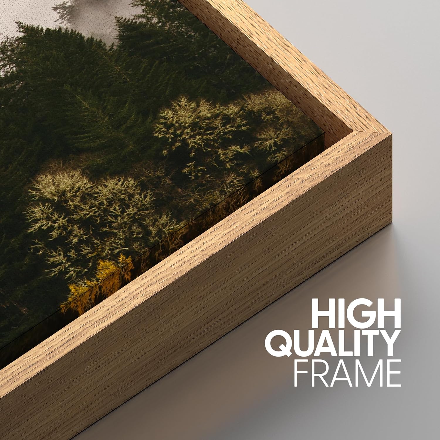 SIGNWIN 3 Piece Framed Canvas Wall Art Brown Foggy Mountains Nature Wilderness Photography Abstract Rustic Canvas Prints Home Artwork Decoration for Living Room,Bedroom - 16'x24'x3 Natural