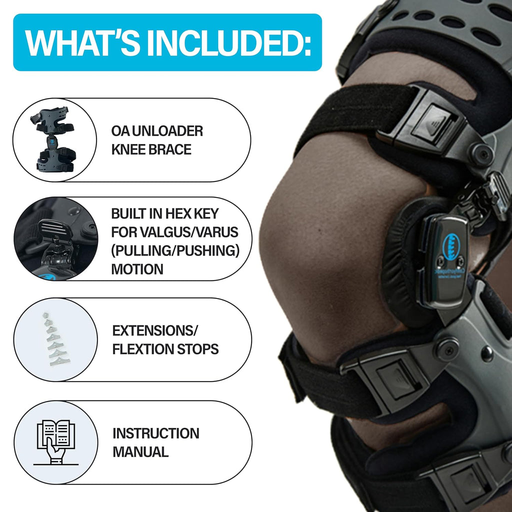 Comfyorthopedic UPGRADED Single Side OA Medial Unloader Knee Brace for Men and Women Osteoarthritis & Arthritis Pain Support, Bone on Bone Joint Offloader L1851 L1843 Built-in Hex Key, Fits Up To 32in Plus Size Thigh Left