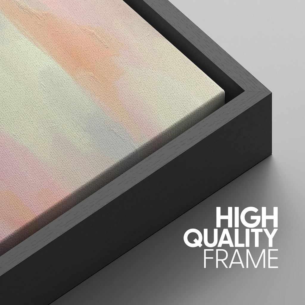 SIGNWIN Framed Canvas Print Wall Art Set Vibrant Pastel Watercolor Paint Stroke Shapes Abstract Illustrations Modern Art Decorative Nordic Calm/Zen for Living Room, Bedroom, Office - 16'x24'x3 Black