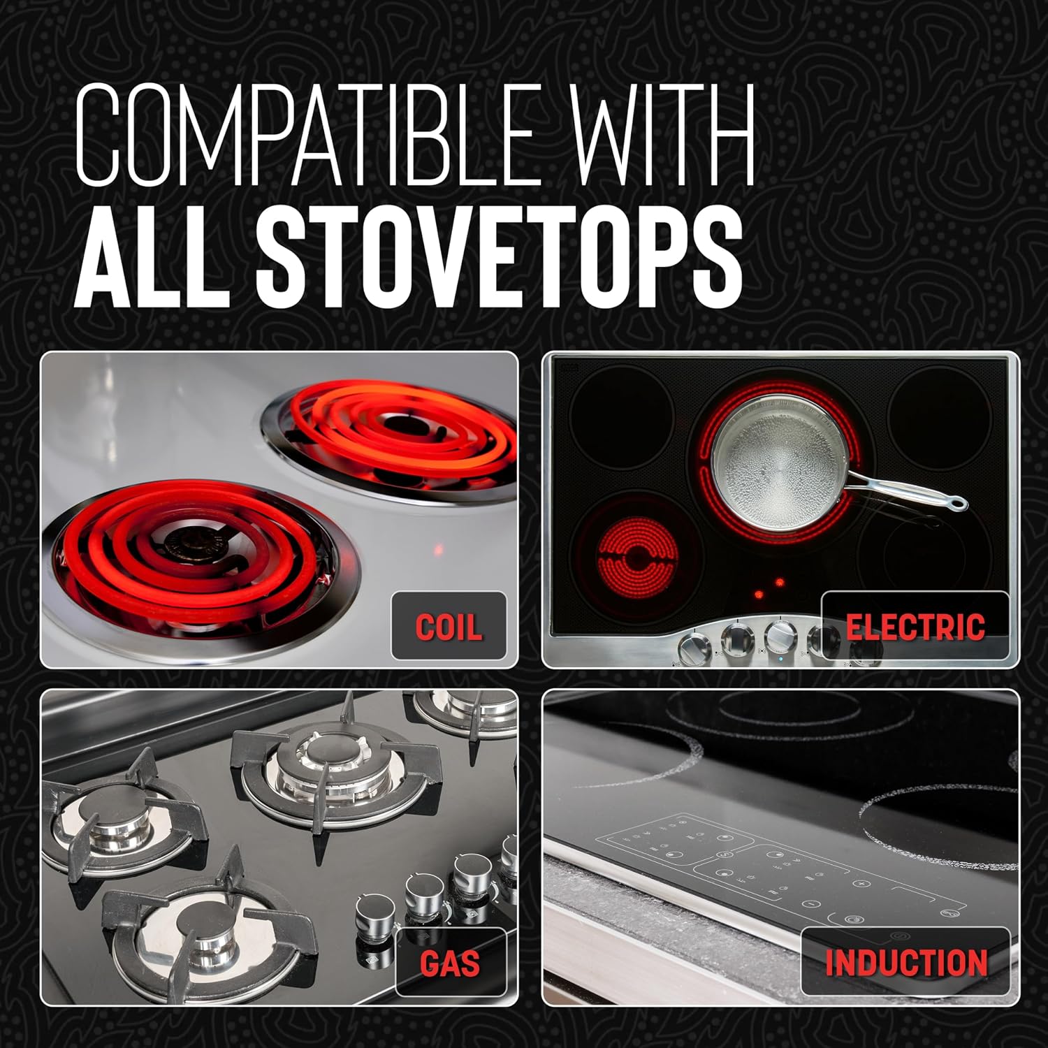 Hell's Kitchen Hybrid 4 Qt Sauté Pan and lid, Tri-Clad Stainless Steel and Nonstick Ceramic, PFAS Free, no PFOA, no PTFE, no Teflon, Non Toxic Cookware, Metal Utensil Safe, All Cooktops and Oven Safe