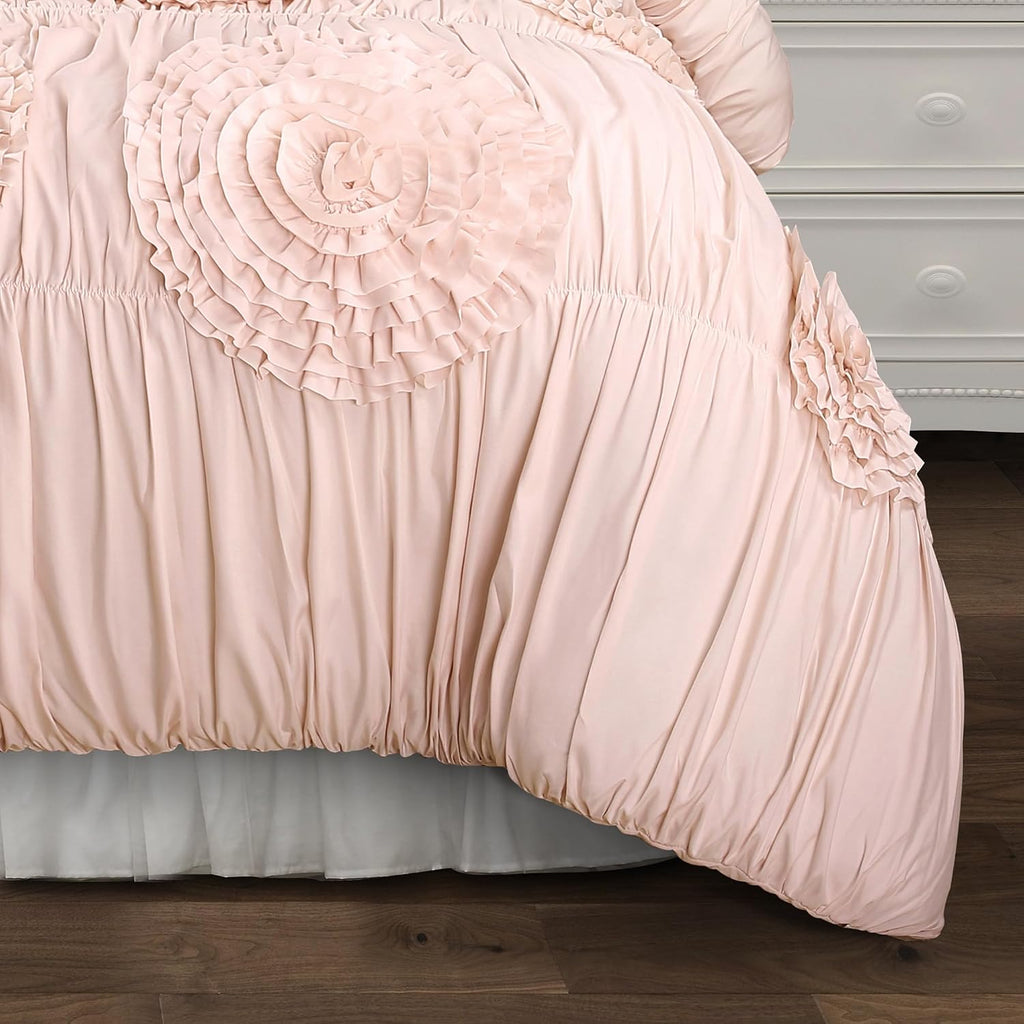 Lush Decor Serena Comforter Set, 2 Piece Set, Twin XL, Blush - Pink Bedding Set Twinxl - Cute Comforter Twin XL Size - Coquette Dorm Decor