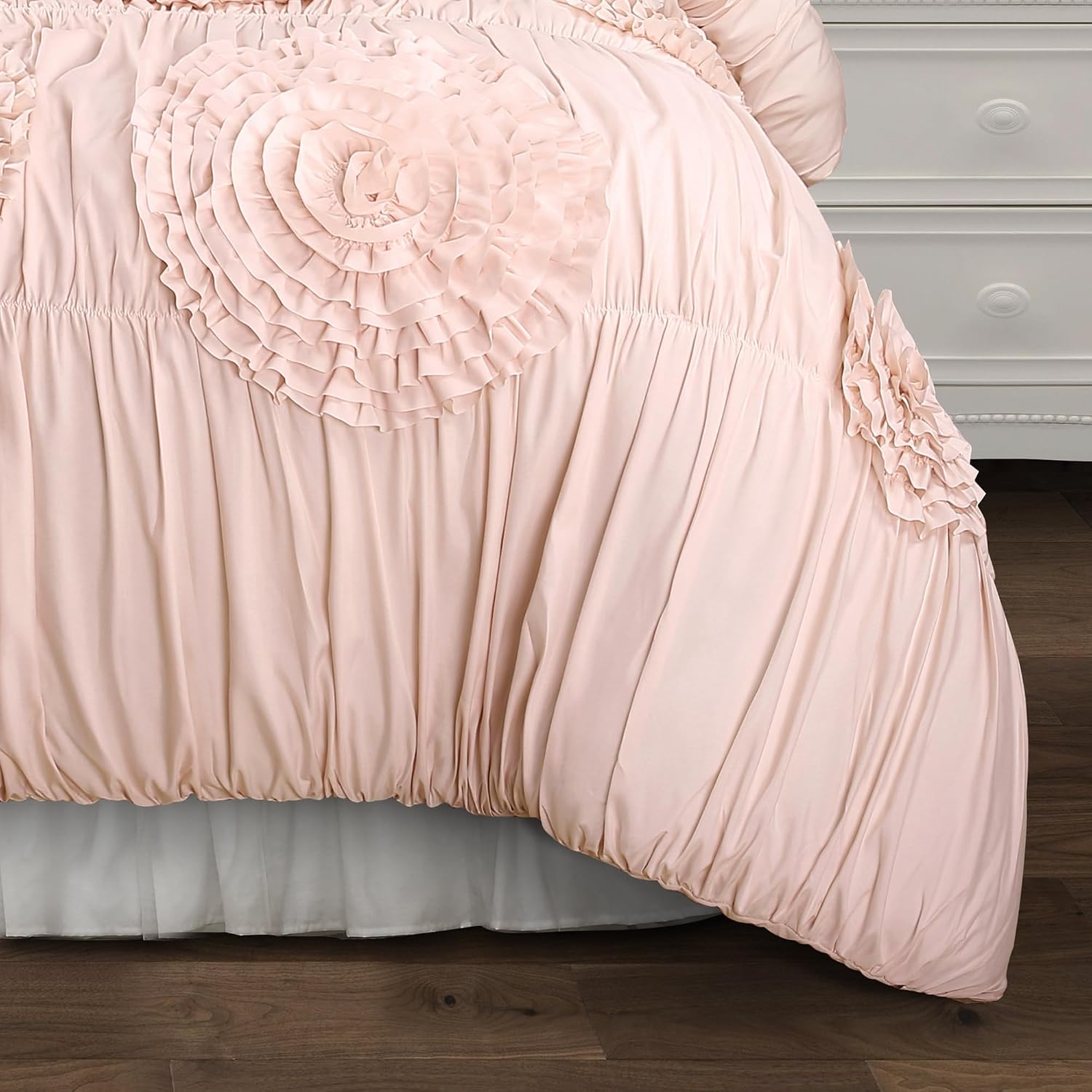 Lush Decor Serena Comforter Set, 2 Piece Set, Twin XL, Blush - Pink Bedding Set Twinxl - Cute Comforter Twin XL Size - Coquette Dorm Decor