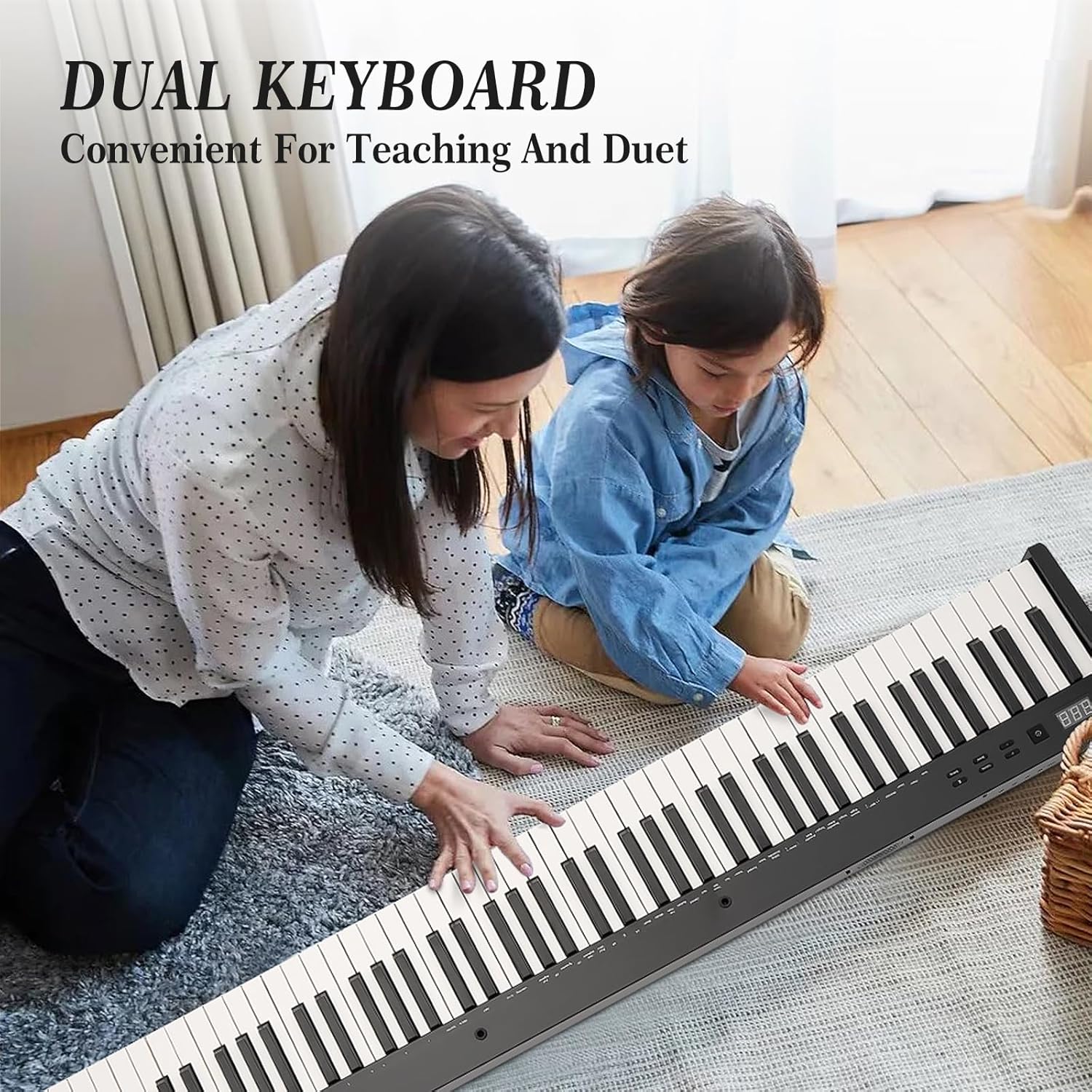Home Digital Pianos, 88-Key Full-Size Semi-Weighted Electronic Keyboard Piano with Headphones, Sustain Pedal, Power Adapter & Carry Case for Beginners and Adults