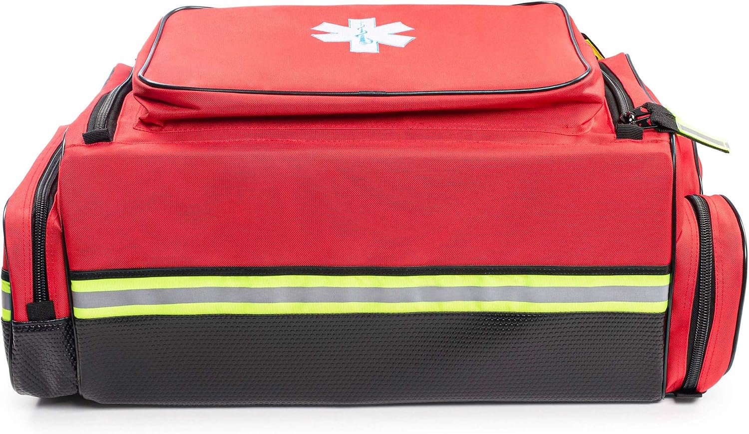 Scherber Fully Stocked First Responder Ultimate Professional EMT/EMS Trauma Kit | HSA/FSA Approved | w/10+ Compartments, Zippered Pockets, Dividers, Oxygen Access & 260+ First Aid Supplies (Red)