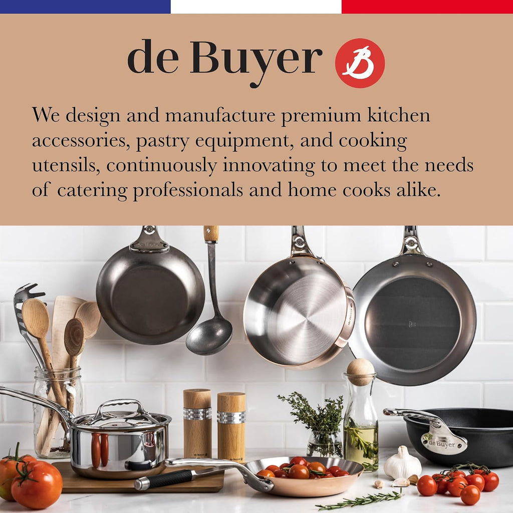de Buyer MINERAL B Carbon Steel Steak Pan - 11' Diameter, 8.4' Cooking Surface - Ideal for Searing & Browning Meat - Naturally Non-Stick Finish - Made in France