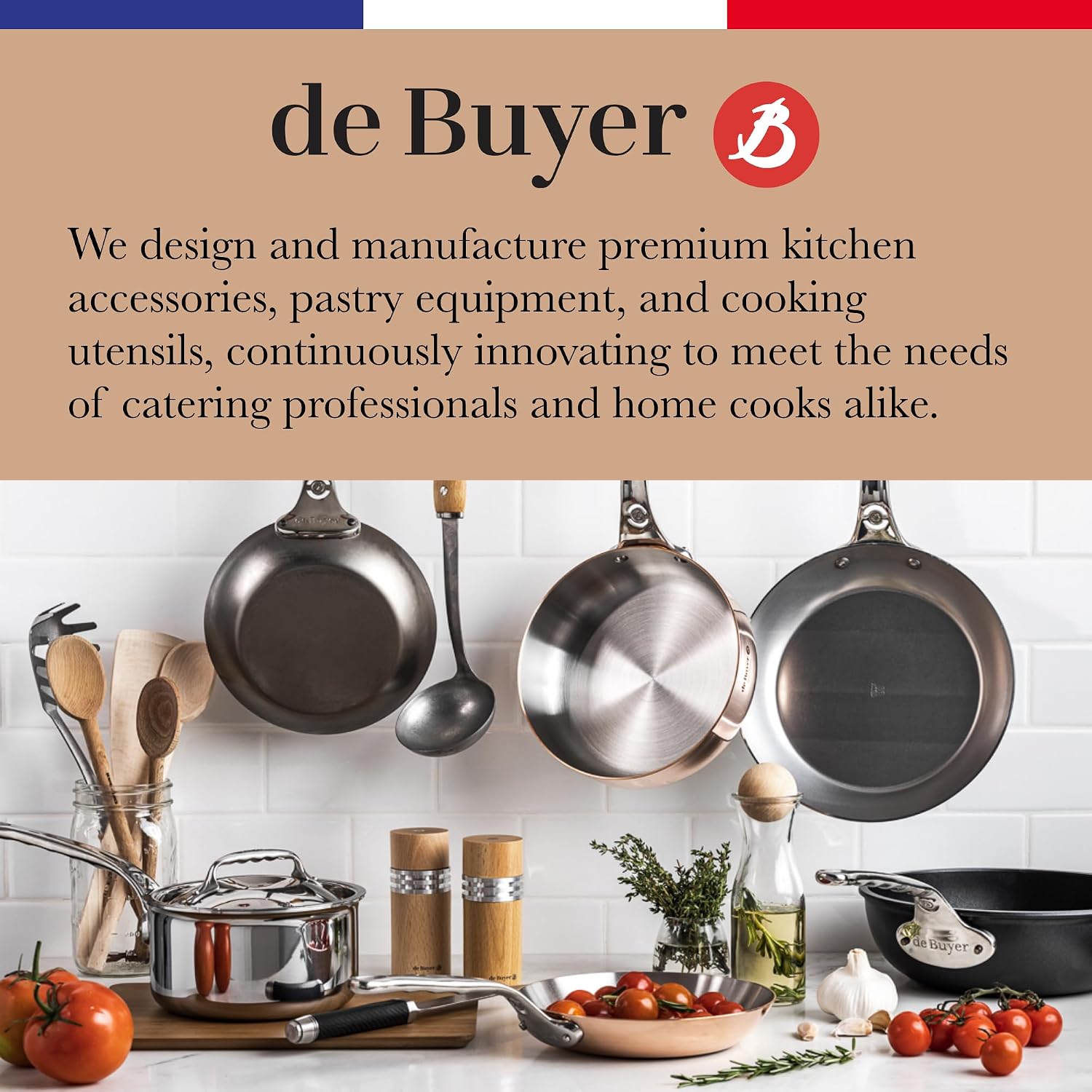 de Buyer MINERAL B Carbon Steel Fry Pan - 12.5' Diameter, 9' Cooking Surface - Ideal for Searing, Sauteing & Reheating - Naturally Non-Stick Finish - Made in France