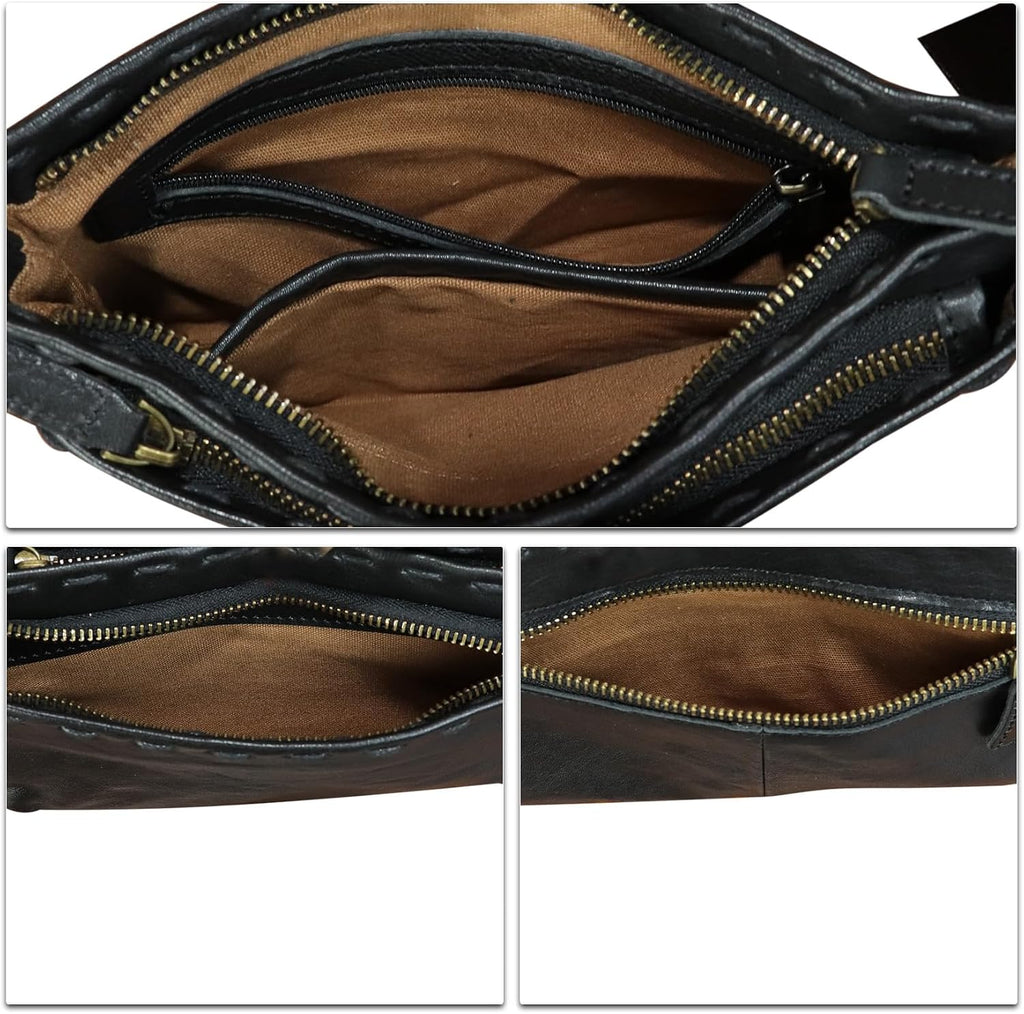 Genuine Leather Waist Bag Fanny Packs Hip Bag for Women and Men Real Leather Small Fanny Bag Sling Bag Crossbody Bags Chest Purses (Black), LRTO-15006(Black)