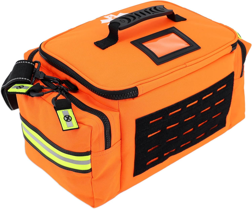 Lightning X Products Lightning X Mid-Sized First Responder EMT Bag | LXMB25 Fully Stocked Aid Kit w/ 200+ BLS Supplies - Orange
