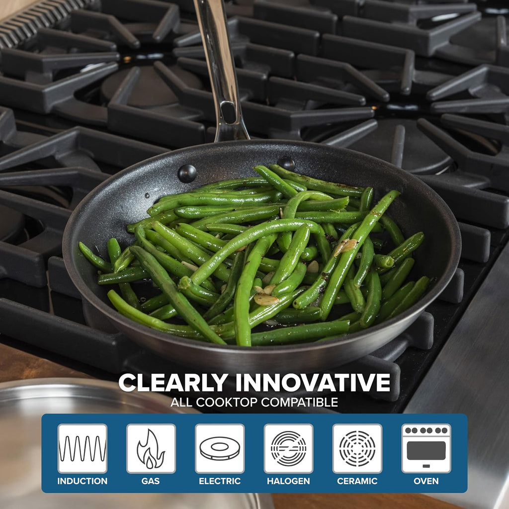 Viking 5-Ply Non Stick Frying Pan, 10 Inch Stainless Steel Nonstick Fry Pan, 5 Liters, Satin Finish