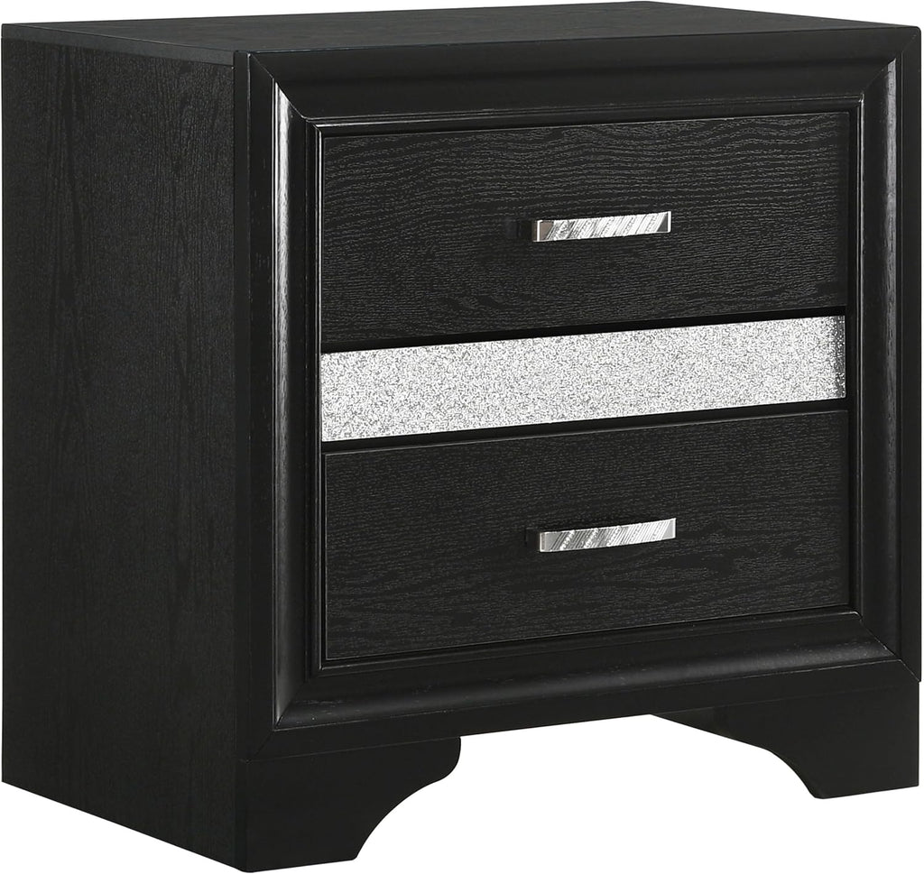 Coaster Home Furnishings Miranda Contemporary 5-Piece Bedroom Set California King Size Storage Panel Bed Frame 50-inch Headboard Black 206361KW-S5