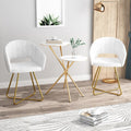 VECELO Velvet Accent Chair Set of 2, Luxury Vanity & Dining Chair with Gold Cross Base, 360°Swivel Upholstered Armchair for Living Room, Bedroom, Home Office, Pearl White