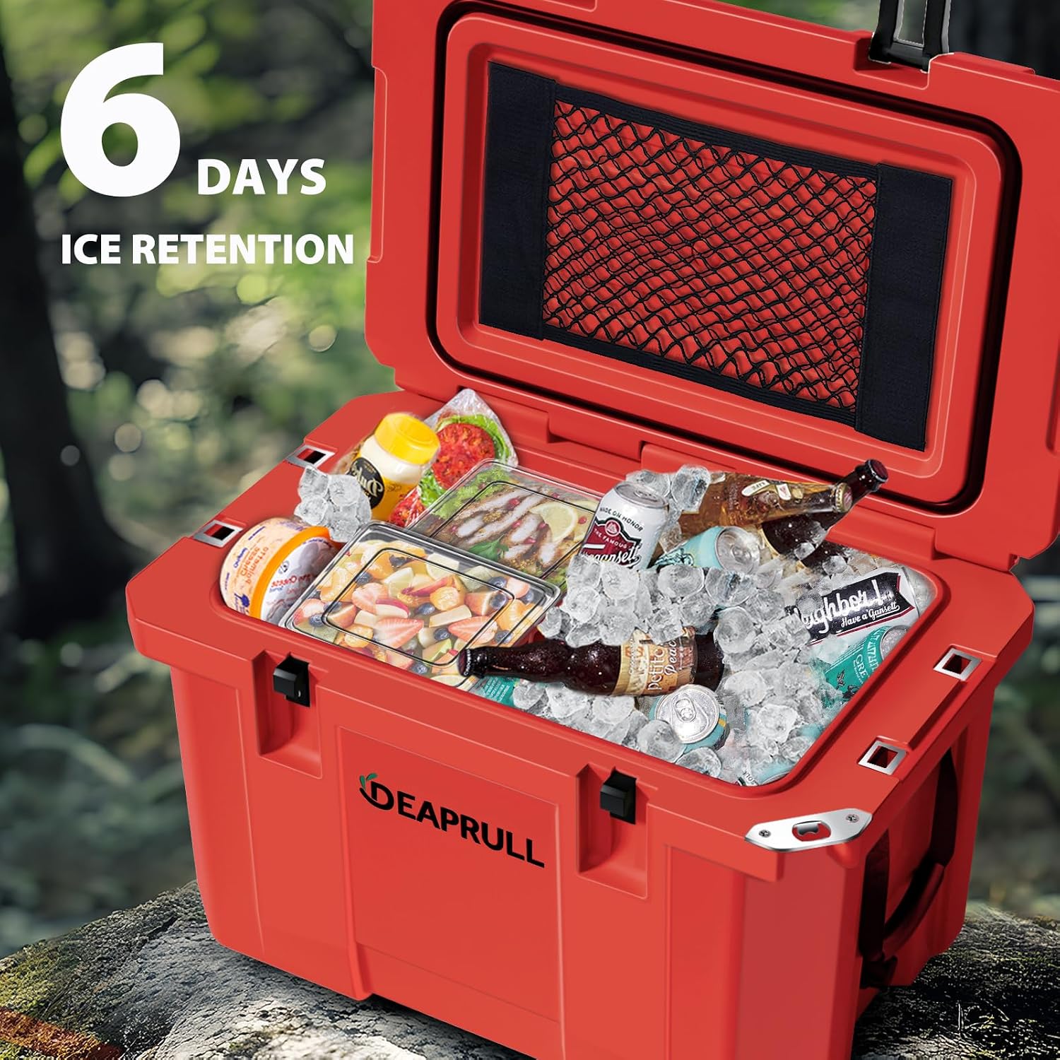 Hard Cooler, Insulated Ice Chest Box Holds Ice for More Days, Portable Cooler with Handle, Cup Holders, Double Latches for Camping Drink, Beach, Picnic, Fishing, Boat, Barbecue