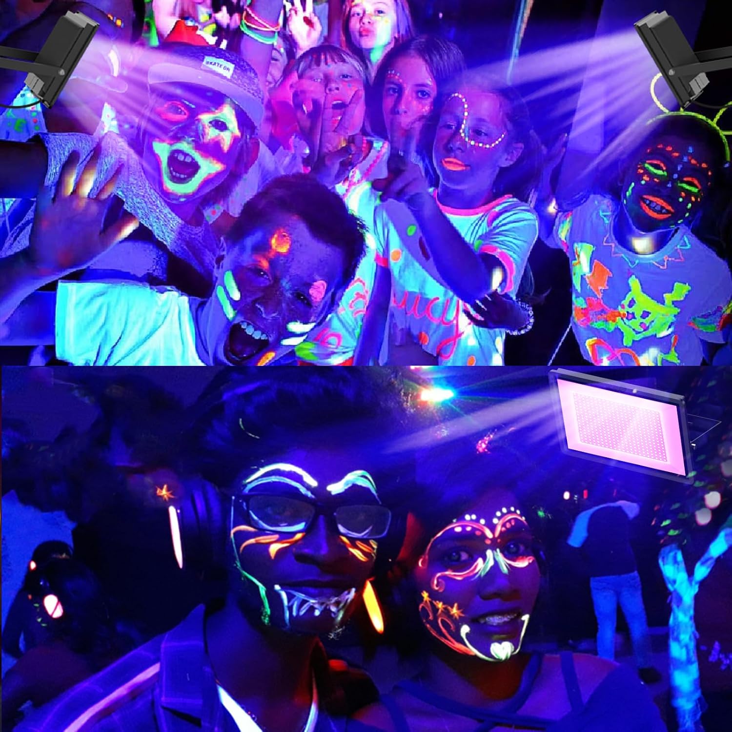 Black Lights 600W LED Flood Light Outdoor with Plug(6ft Cable) IP66 Waterproof LED Black Light Neon Glow for Party, Halloween, Fluorescent Poster, Body Paint