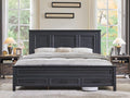 ACCOHOHO Farmhouse Queen Size Bed Frame with 52' Tall Headboard, Wood Platform Bedframe with Footboard and Storage Drawers, No Squeak, No Box Spring Needed, Black