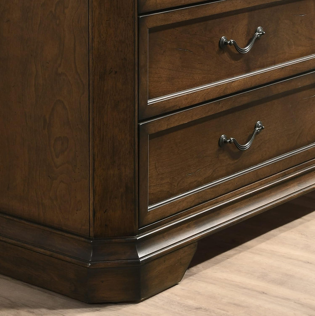 Roundhill Furniture Maderne Traditional Wood 5-Drawer Chest, Antique Walnut Finish
