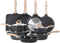 JEETEE 24Pcs Ceramic Cookware Set, Gray Pots and Pans Set Non Stick, Kitchen Healthy Non Toxic Induction Cookware Sets W/Saucepans, Sauté Pan, Griddle, Crepe Pan & Pancake Rake (PTFE, PFOSFree)