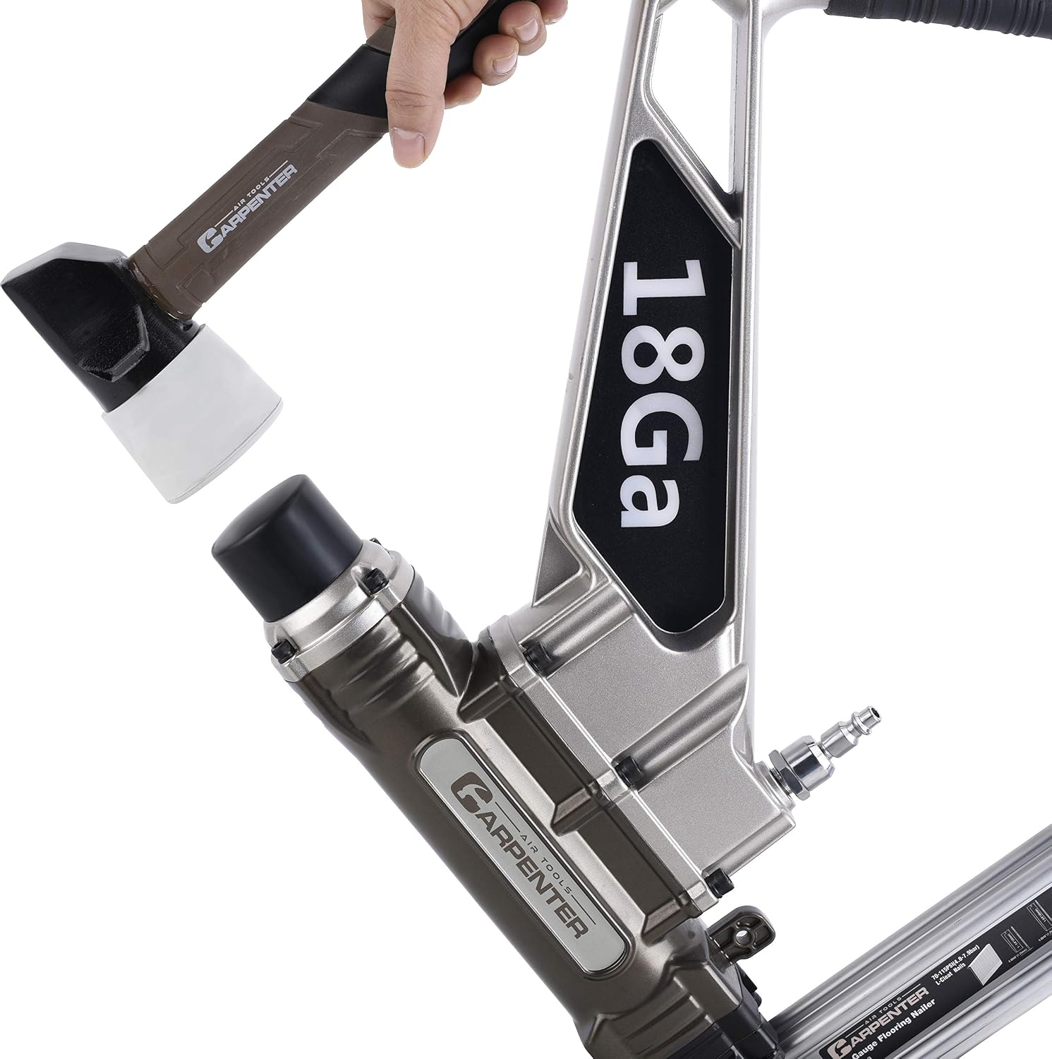 Carpenter Tools CFL4518-18 Gauge L Cleat Flooring Nailer with Mallet and CF50 18 Gauge Brad Nailer