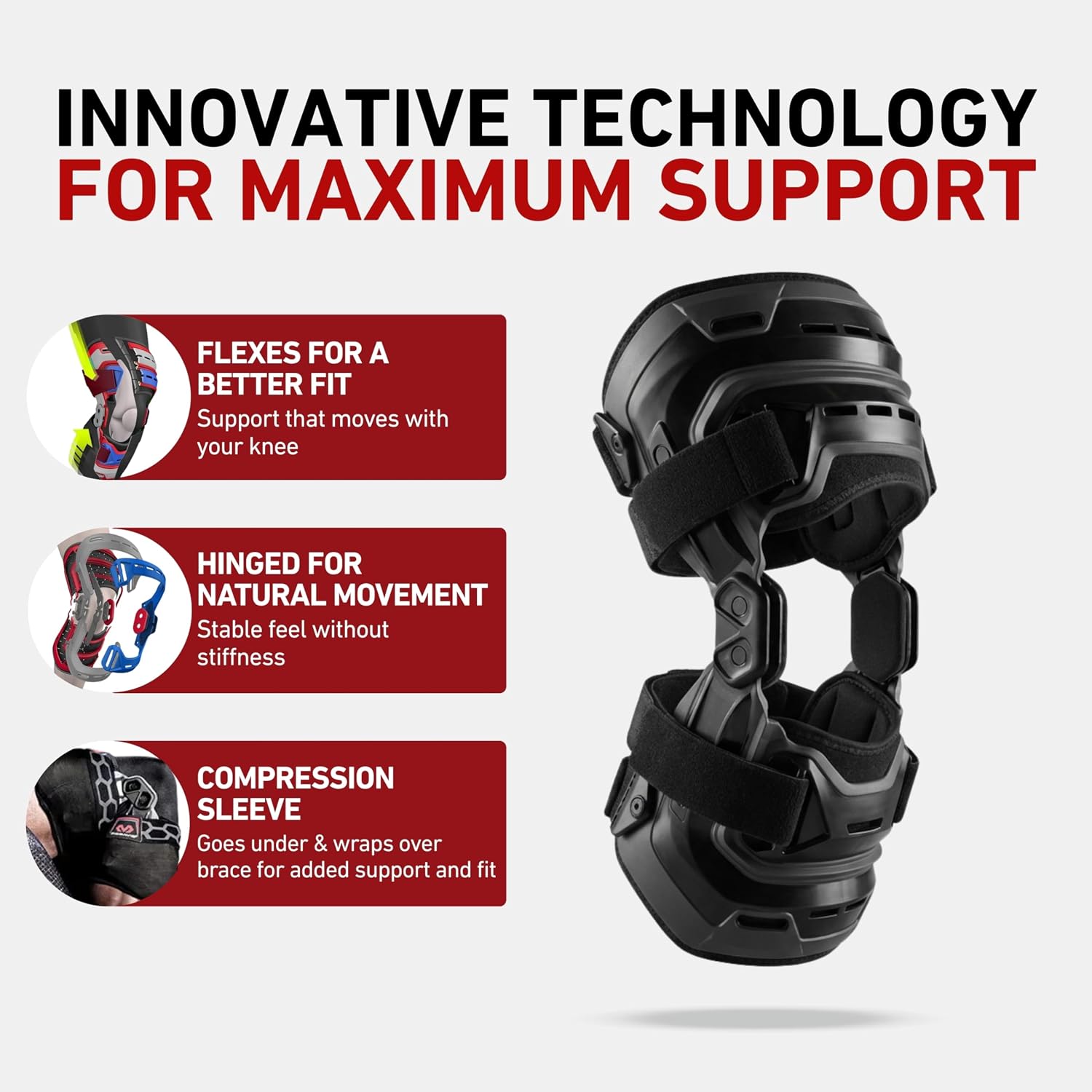 McDavid Knee Brace, Heavy Duty Hinged Knee Braces for Knee Pain, Instabilities, Ligament, ACL, MCL, PCL, Meniscus Injury, Pain Relief, Recovery, Preventive Hyperextension, Left or Right Side