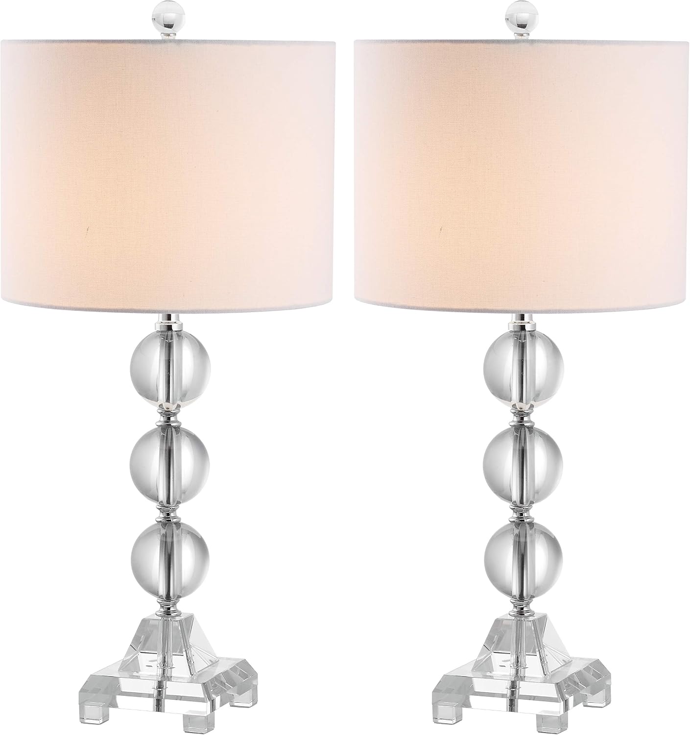 SAFAVIEH Lighting Collection Fiona Crystal Stacked Ball 24-inch Bedroom Living Room Home Office Desk Nightstand Table Lamp Set of 2 (LED Bulbs Included)