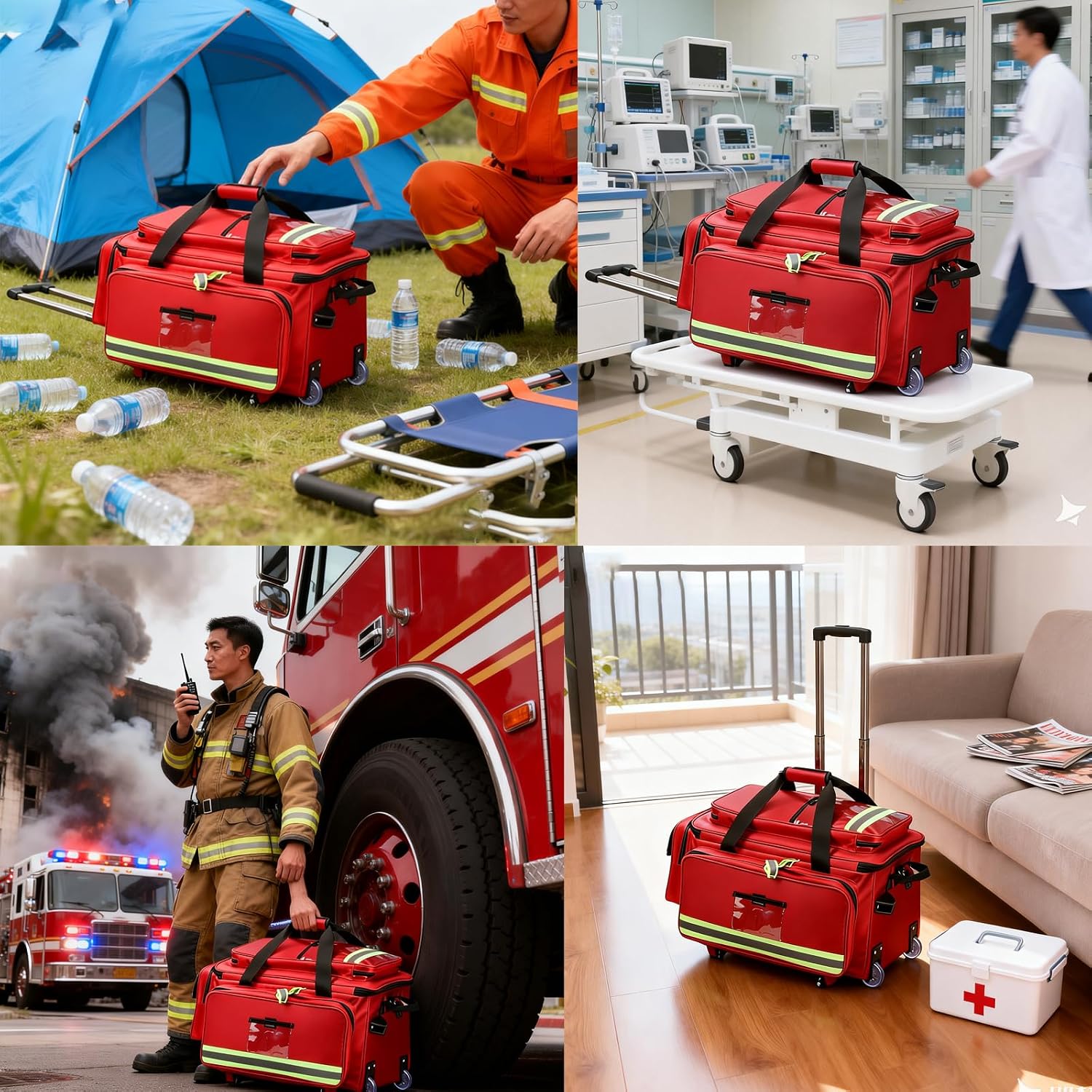 Nurse Rolling Bag Emergency Rescue Kit for Outdoor Hiking, Large Capacity Medical Trolley Bag Empty, with Multiple Pockets and Compartments, for Home Health Nurses, Doctors, EMT, EMS