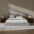 RECCI AirFrame King Size Bed Frame with Headboard, Cloud Upholstered Platform Bed Frame, 5 Inch Foam Cushioned, No Box Spring, Easy Assembly(Moon Grey)