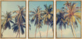wall26 Framed Canvas Print Wall Art Set Row of California Palm Trees & Blue Sky Nature Wilderness Photography Realism Chic Scenic Relax/Calm for Living Room, Bedroom, Office - 16'x24'x3 Natural