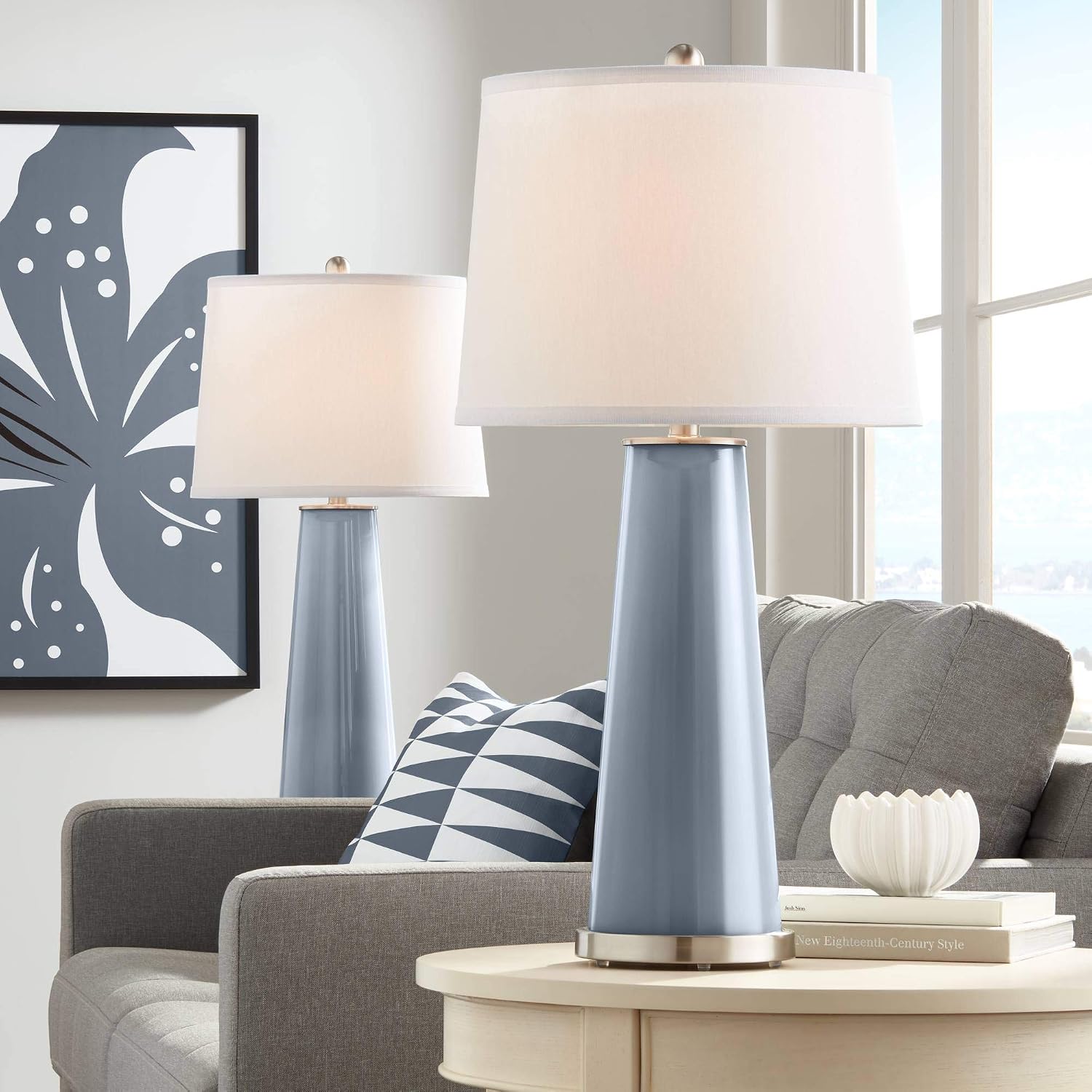Color + Plus Leo 29 1/2' Granite Peak Blue Table Lamps Set of 2