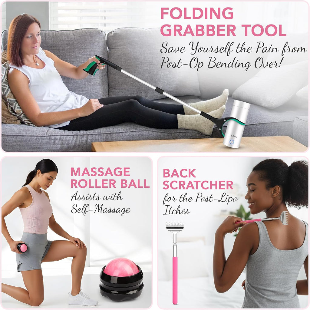 BBL Plus Post Surgery Supplies Kit | 33-Piece After Surgery Recovery Set with Lipo Foam, ABD Pads, BBL Backrest Pillow & More