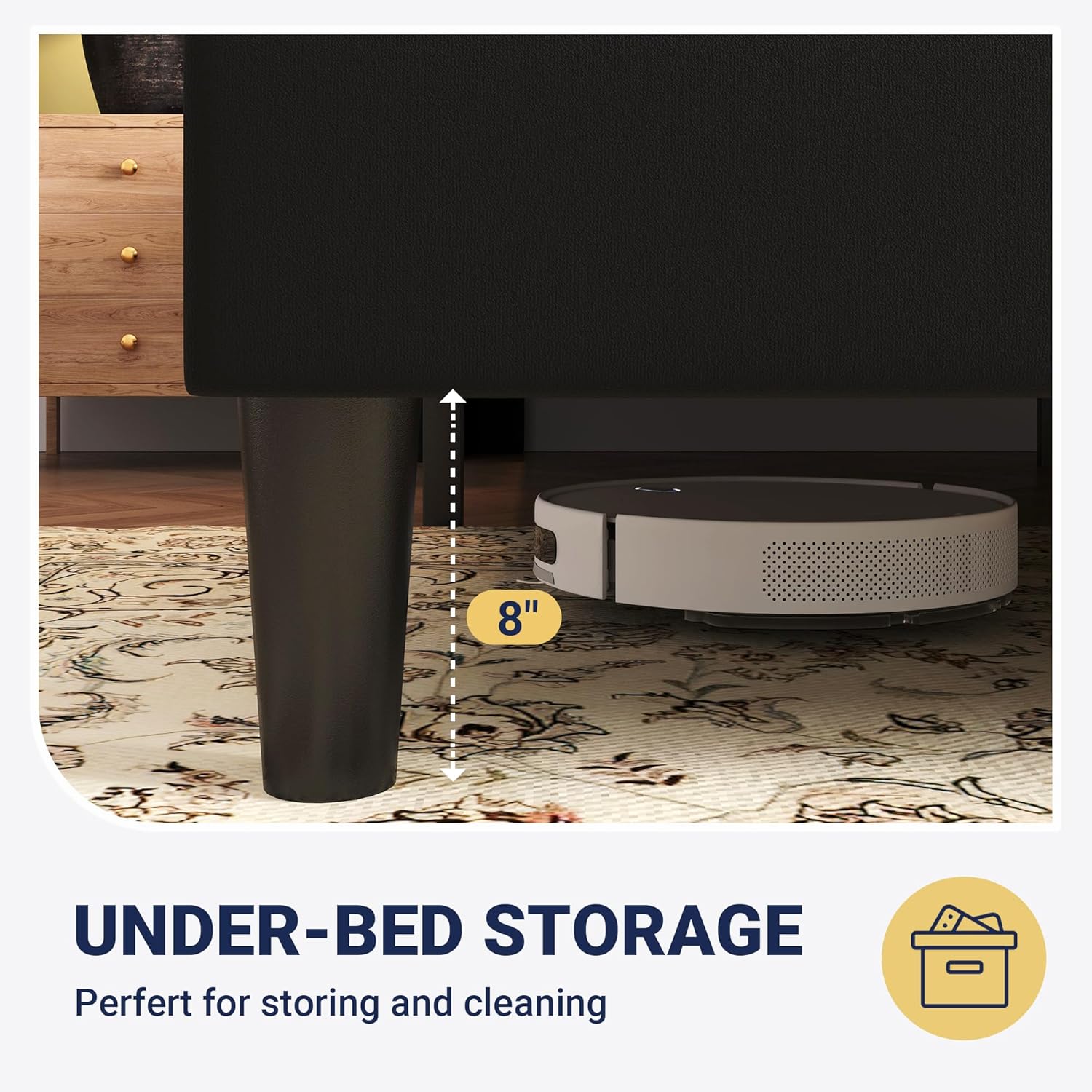 Allewie Queen Size Platform Velvet Bed Frame with Geometric Wingback Headboard, Boho Upholstered Bed with Wooden Slats Support, No Box Spring Needed, Easy Assembly, Black