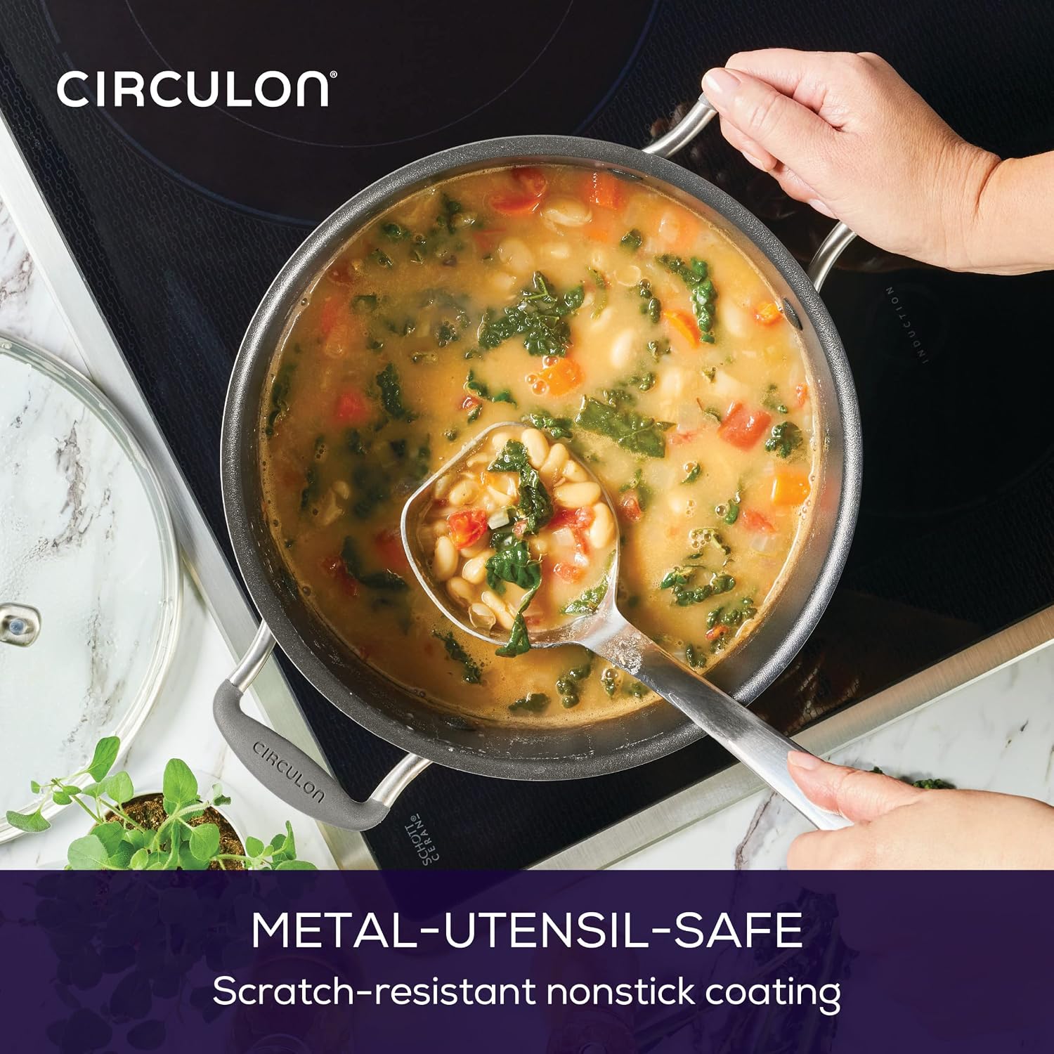 Circulon A1 Series with ScratchDefense Nonstick Induction Cookware, Stockpot with Lid, Pasta Pot, Kitchen Essentials, 8-Quart, Graphite