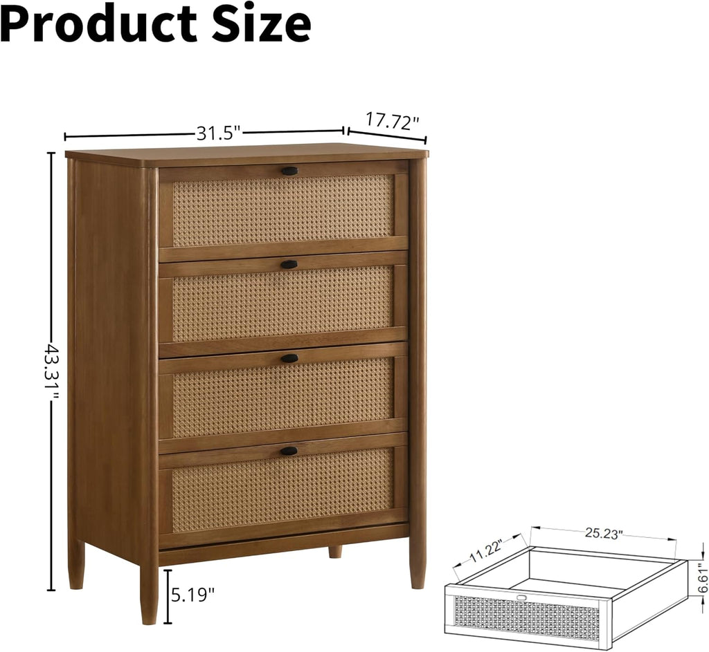 Roundhill Furniture Vichy 6-Piece Rubberwood Bedroom Set with Textured Polyester Upholstered King Bed, Dresser, Mirror, 2 Nightstands, and Chest