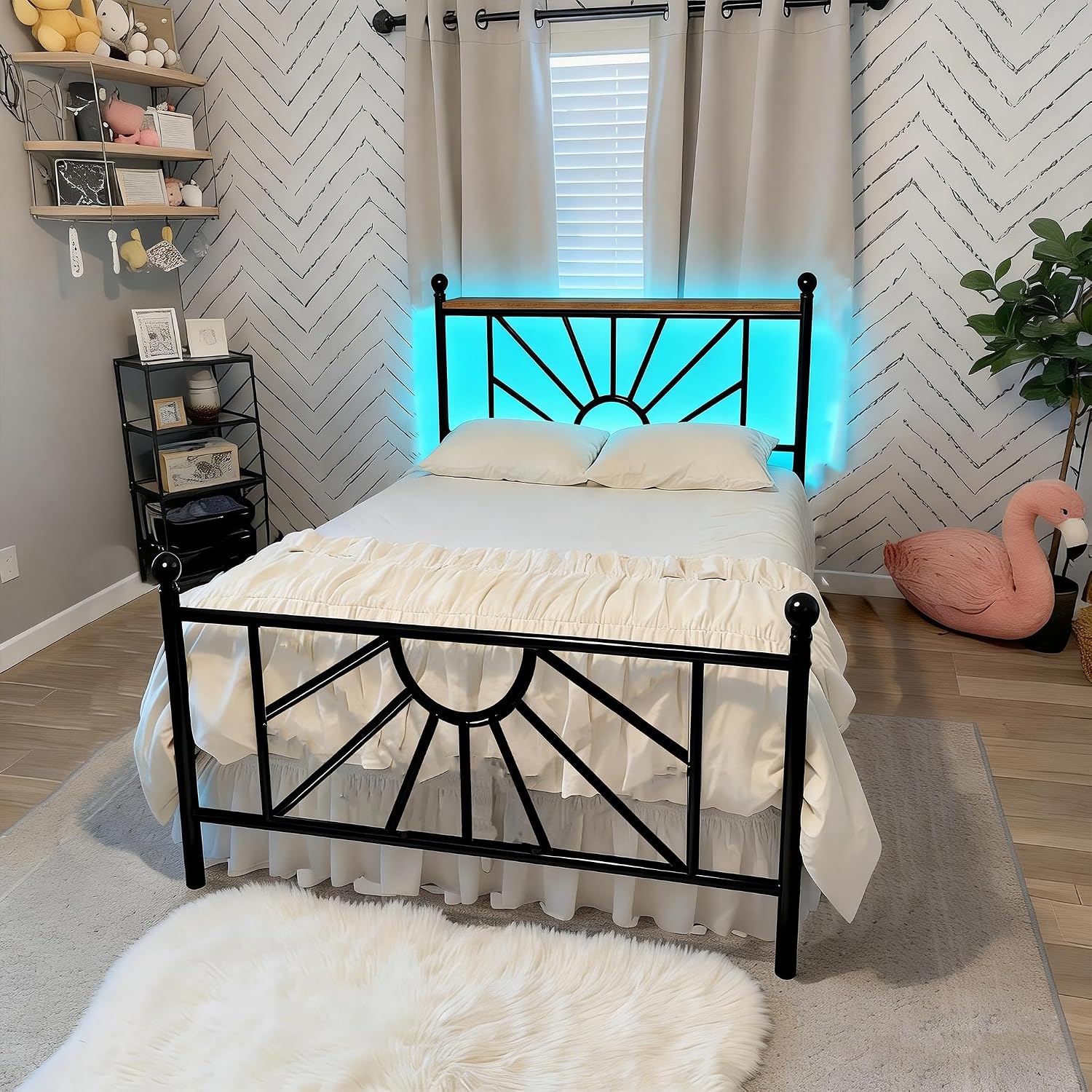 Homkdom 14 inch Twin Metal Platform Bed Frames with Headboard and Footboard, Victorian Twin Bed Frame with Under Bed Storage/No Box Spring Needed/Noise-Free/Easy Assembly, Black