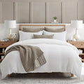 Levtex Home Mills Waffle Queen Duvet Cover Set (90x94in) with 2 Pillow Shams (26x20in) - Bright White - 100% Cotton Queen Size Duvet Cover Set - Soft, Pre-Washed