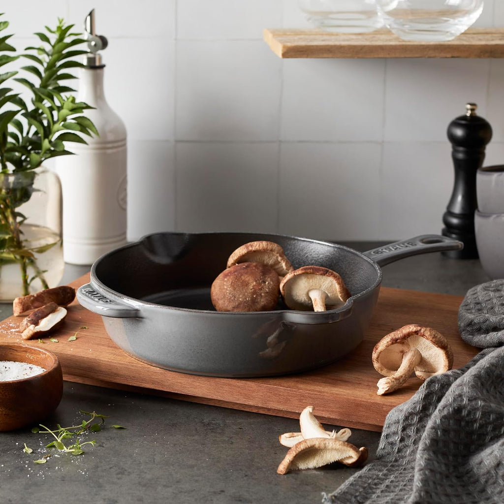STAUB Cast Iron 8.5-inch Traditional Deep Skillet - Graphite Grey