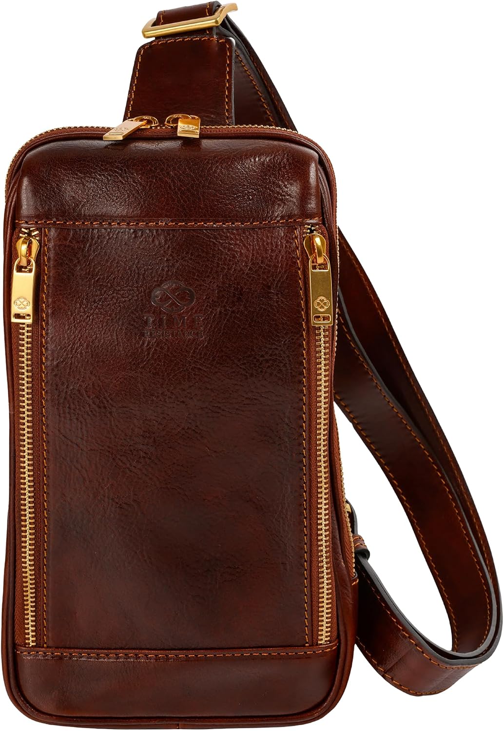 Time Resistance Leather Crossbody Bag - Brown Sling Bag - Messenger Bag for Men and Women - Handmade Shoulder Bag Backpack | Handmade