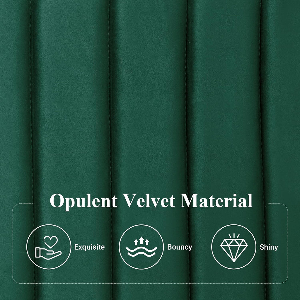 Allewie Queen Bed Frame, Velvet Upholstered Platform Bed with Adjustable Vertical Channel Tufted Headboard, Mattress Foundation with Strong Wooden Slats, Box Spring Optional, Easy Assembly, Green