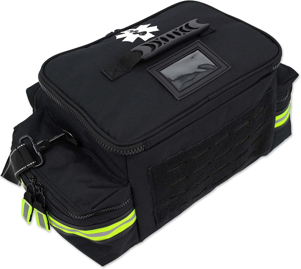 Lightning X Mid-Sized First Responder EMT Bag | LXMB25 | Fully Stocked w/ 248+ First Aid Supplies + Trauma Pak w/C.A.T. Tourniquet & QuikClot - Black