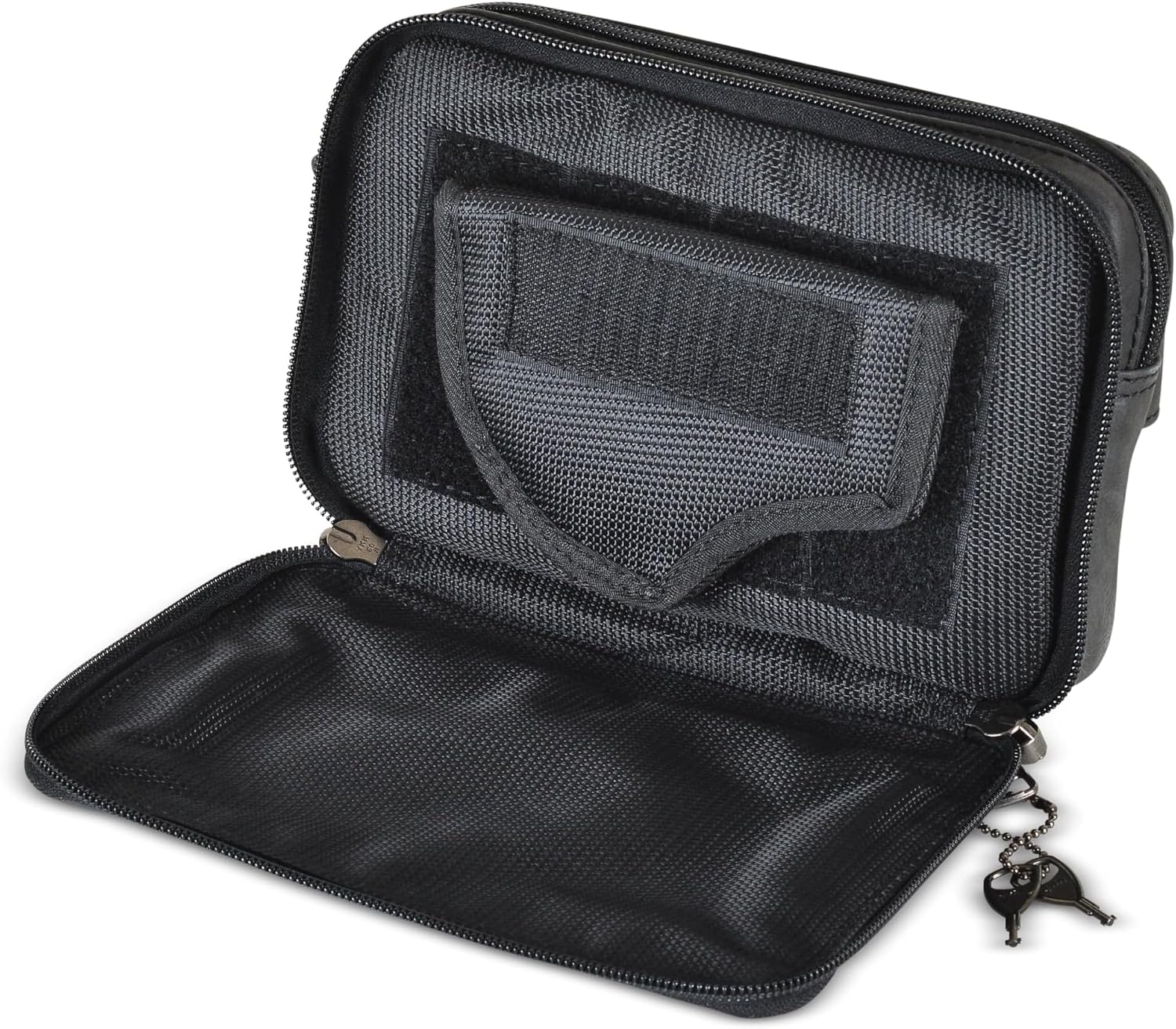 Kailey Concealed Self Defence Waist Bag by Lady Conceal - Buffalo or Suede Cowhide Leather, 3 Open Sides and YKK Locking Zippers with Universal Holster (Black) - 8' L x 5.5' H x 2.25'