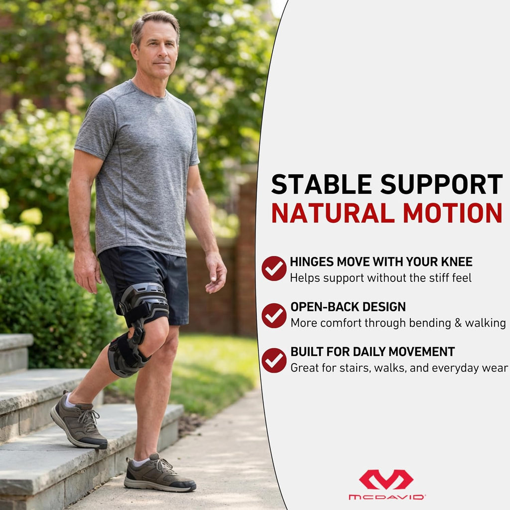 McDavid Knee Brace, Heavy Duty Hinged Knee Braces for Knee Pain, Instabilities, Ligament, ACL, MCL, PCL, Meniscus Injury, Pain Relief, Recovery, Preventive Hyperextension, Left or Right Side