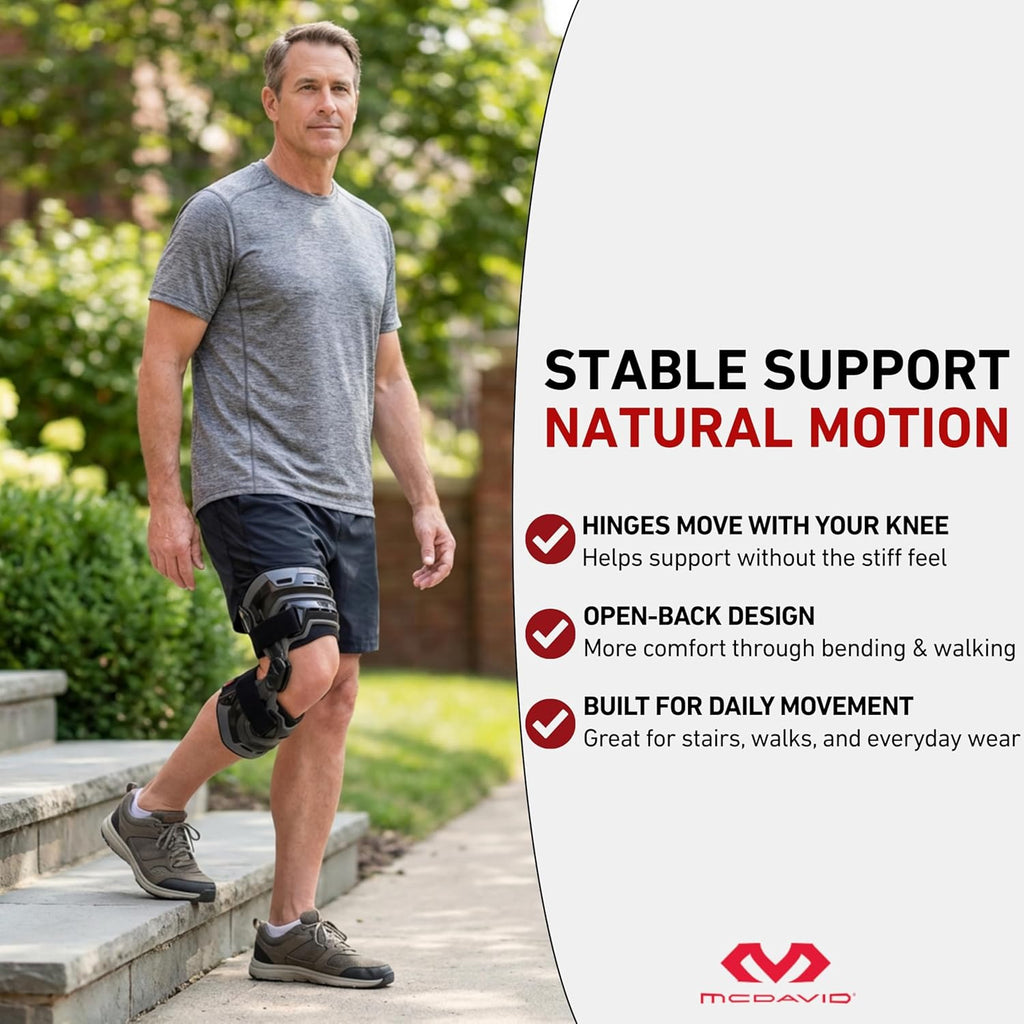 McDavid Knee Brace, Heavy Duty Hinged Knee Braces for Knee Pain, Instabilities, Ligament, ACL, MCL, PCL, Meniscus Injury, Pain Relief, Recovery, Preventive Hyperextension, Left or Right Side