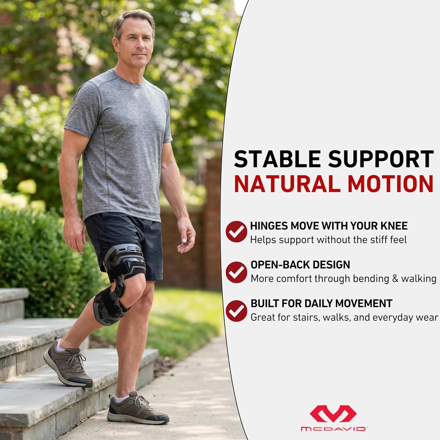 McDavid Knee Brace, Heavy Duty Hinged Knee Braces for Knee Pain, Instabilities, Ligament, ACL, MCL, PCL, Meniscus Injury, Pain Relief, Recovery, Preventive Hyperextension, Left or Right Side