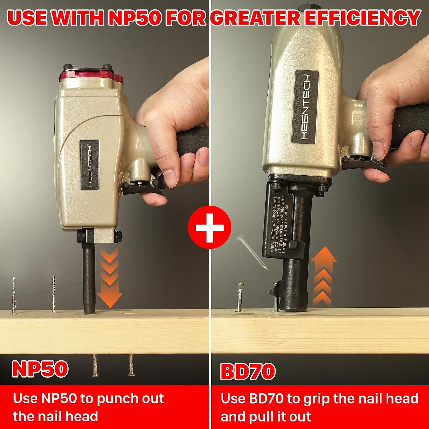 KEENTECH Pneumatic Nail Puller, Fast & Labor-Saving Nail Remover Tool, Denailer Air Gun With Safety Trigger, Nail Puller Tool Effortlessly Removes 3/4'-2-3/4' Nail From Recycled Wood, Pallets, Fences