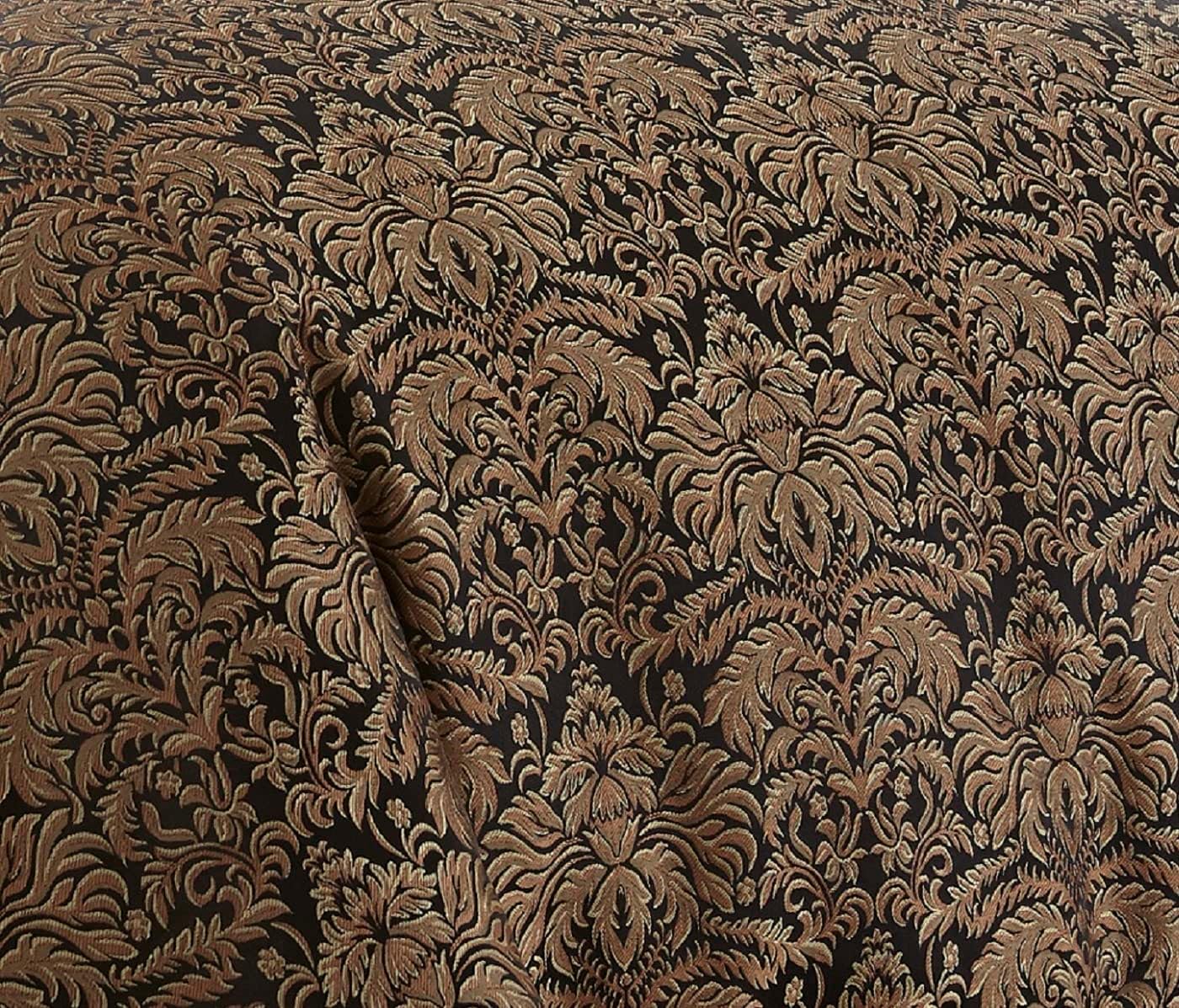 Chezmoi Collection 7-Piece Black/Gold Diamond Floral Medallion Jacquard Woven Comforter Set, Oversized King
