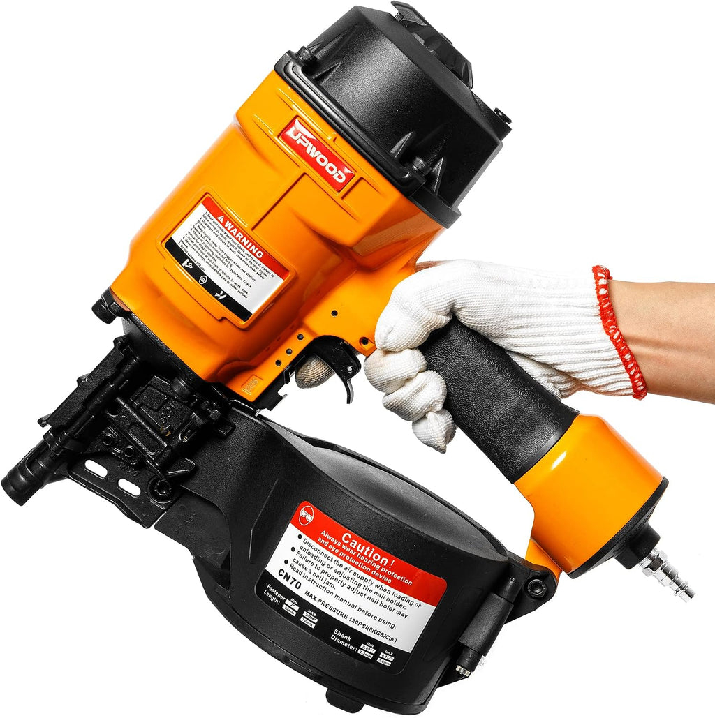 CN70 Air Coil Nailer by UPWOOD, 2 Inch to 2-3/4 Inch 15 Degree Coil Siding Nail Gun Fast Shooting Fencing Nailer Pneumatic Coil Framing Nailer