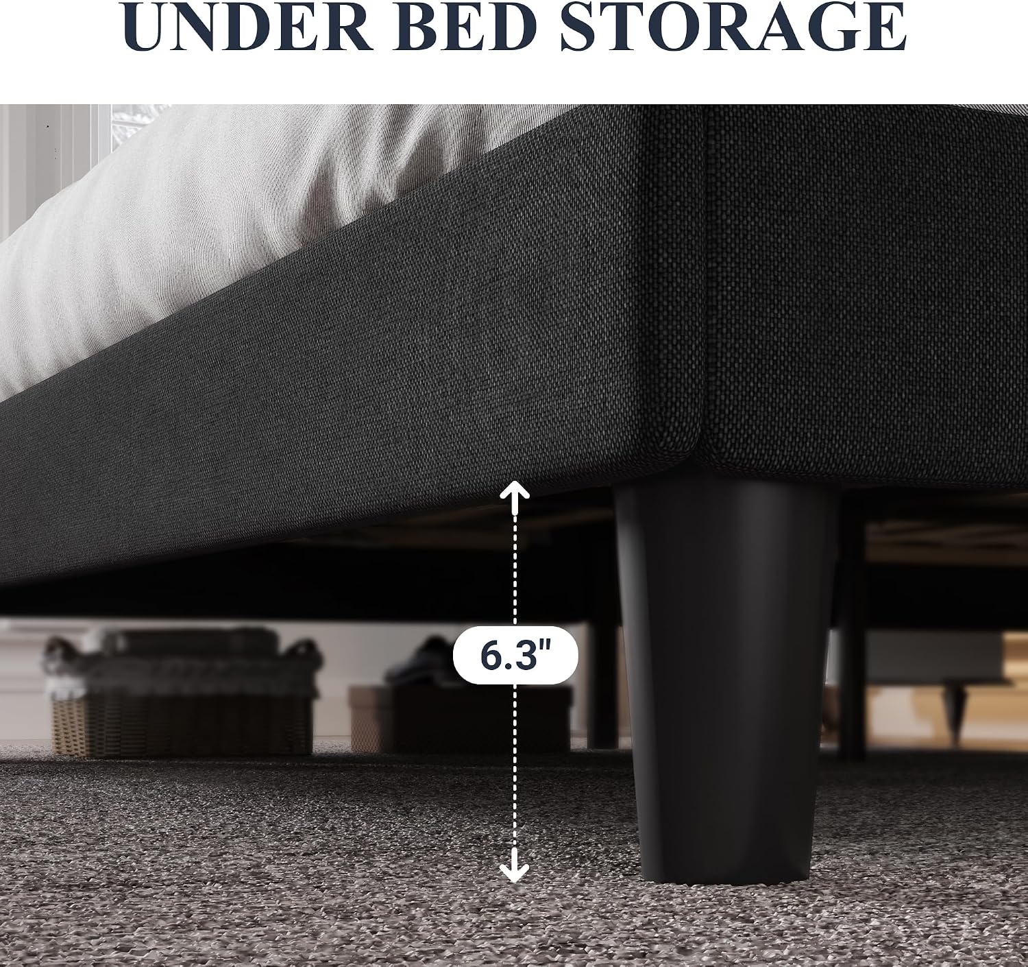 Allewie Queen Size Bed Frame with Button Tufted Wingback Headboard, Modern Upholstered Bed Frame with Solid Wooden Slats Support - No Box Spring Needed, Easy Assembly, Black
