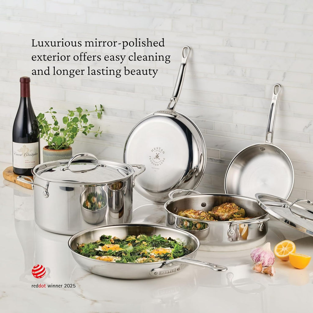 Hestan ProBond Luxe 3.5-Quart Sauté Pan with Lid, Professional Clad Stainless, ProCore Tri-Ply Clad Construction, Polished Exterior, Induction & Oven Safe