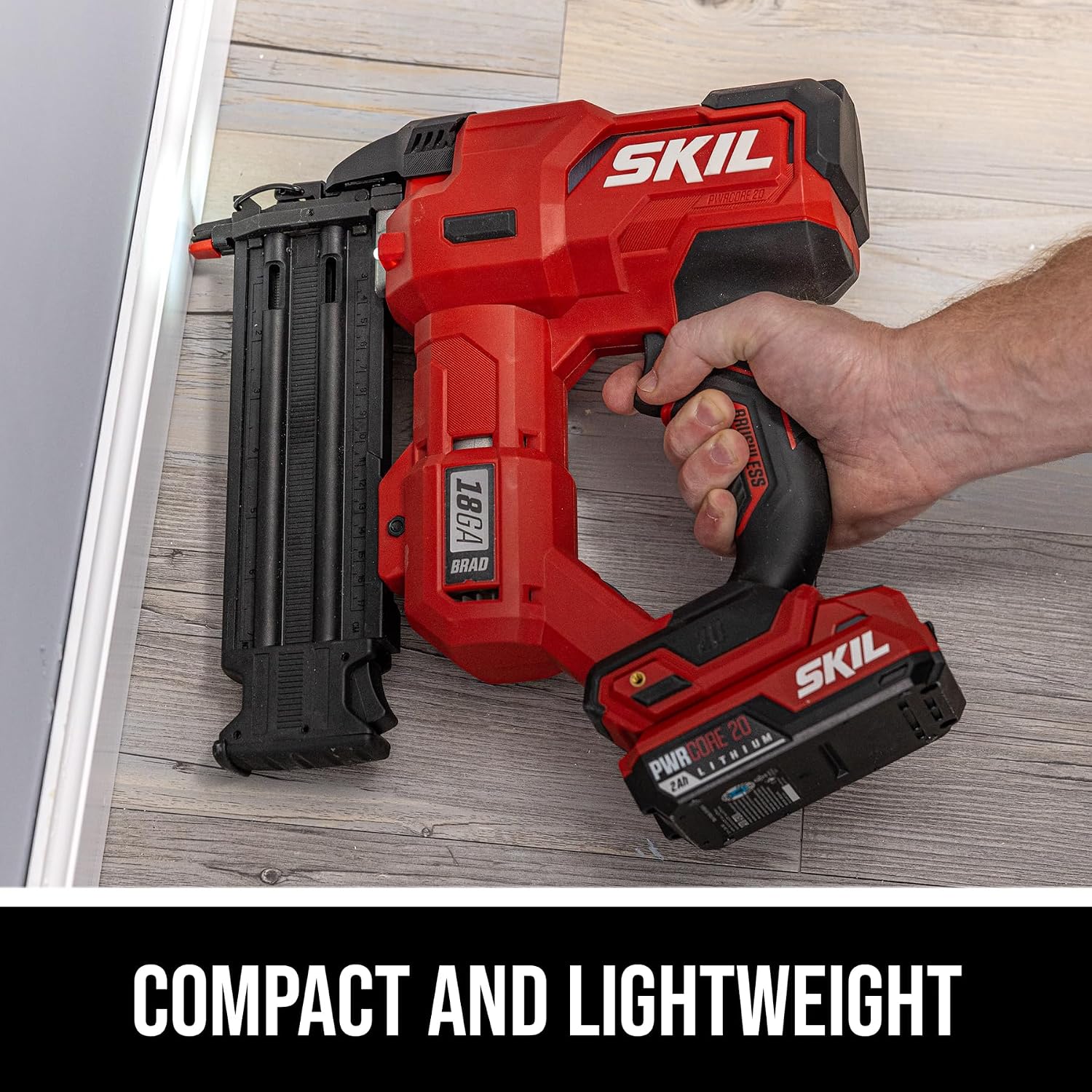 SKIL PWR CORE 20 Brushless 20V 18Ga Brad Nailer Kit including 2.0Ah USB-C Battery and Charger-NA1800B-10