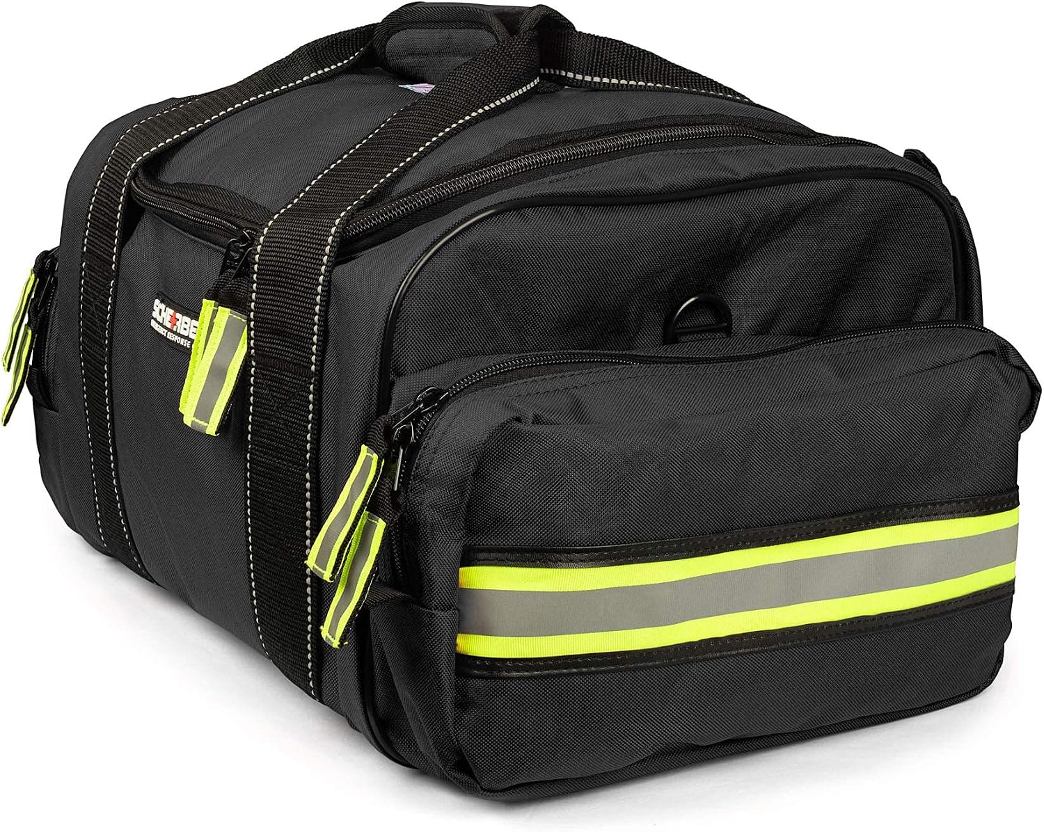 Scherber Fully-Stocked First Responder Bag | Professional EMT/EMS Trauma & Bleeding Medical Kit | HSA/FSA Approved | CAT Tourniquet, HyFin Chest Seal, Israeli Bandage & 250+ First Aid Supplies (Black)