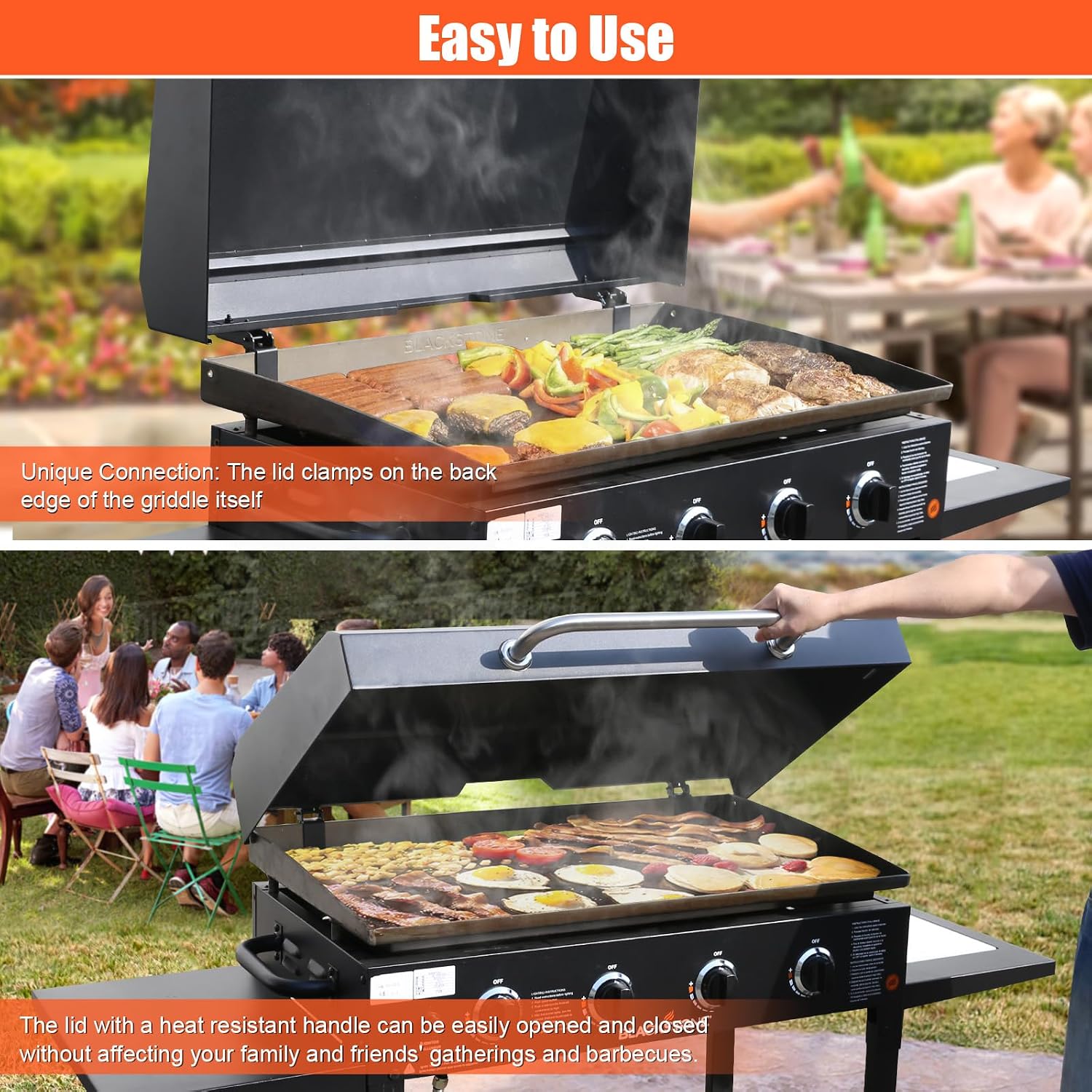 36 Inch Blackstone Griddle Grill Cover with Hinged Hood, 2026 Upgraded Outdoor Hard Grill Cover Compatible with Blackstone Models 1853 1605 1803 1839 1856 1924 5857 1553 2137 5003