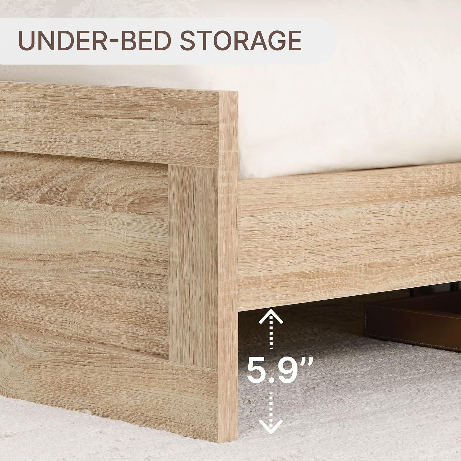 KISLOT 3 Pieces Bedroom Set, Queen Size Wood Platform Bed Frame and 2 Nightstands, Storage Nightstand with Type-C Charging Port, Farmhouse Bedroom Furniture Set